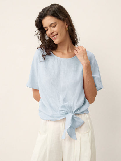 PAULA Tie Front Drop Shoulder Top