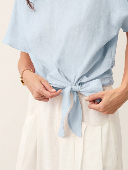PAULA Tie Front Drop Shoulder Top