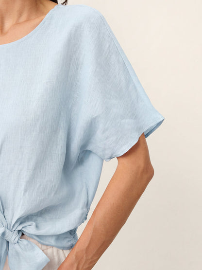 PAULA Tie Front Drop Shoulder Top