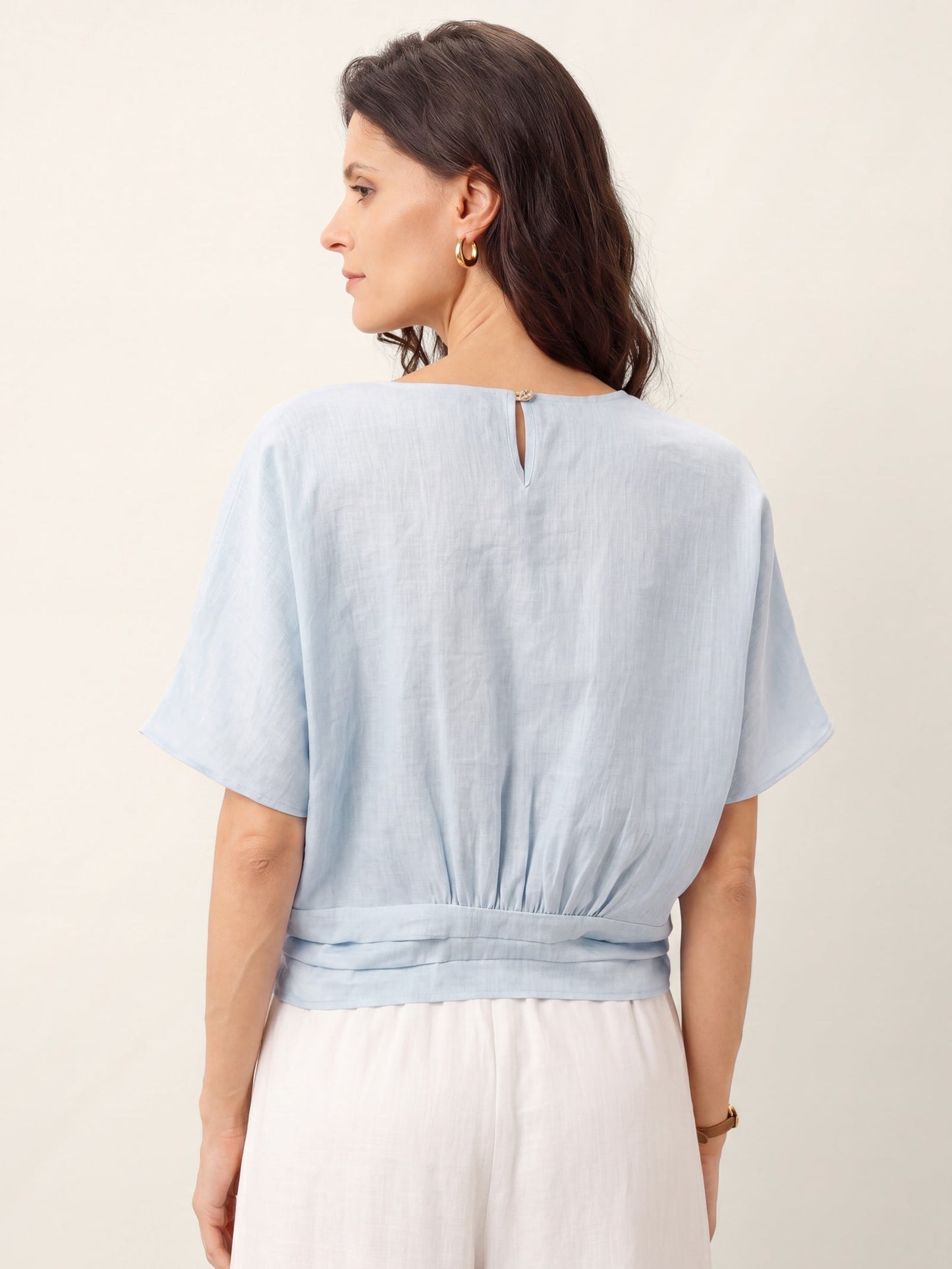 PAULA Tie Front Drop Shoulder Top