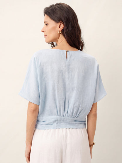 PAULA Tie Front Drop Shoulder Top