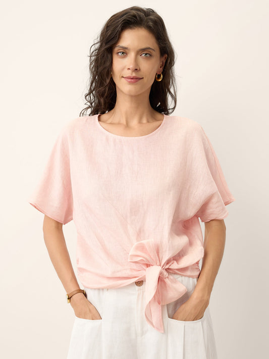 PAULA Tie Front Drop Shoulder Top
