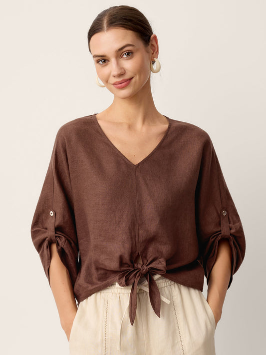 LAVENA Twist-Hem Batwing Top