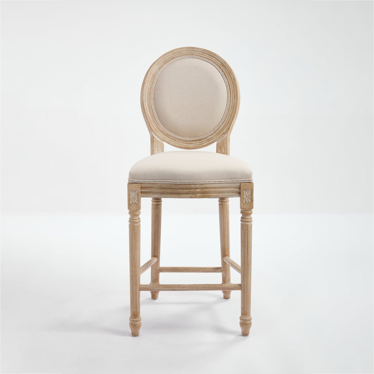 French Country Flower 26'' Bar Height with Upholstered Round Back Set