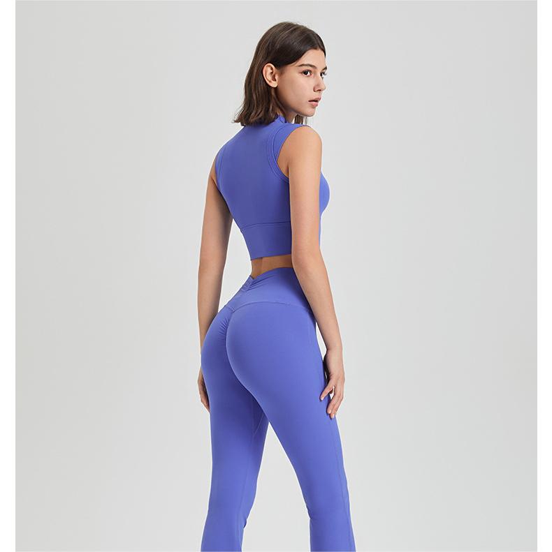 Lycra High Elastic Shockproof Turtleneck Fixed Cup Bra Vest Quick Drying Top