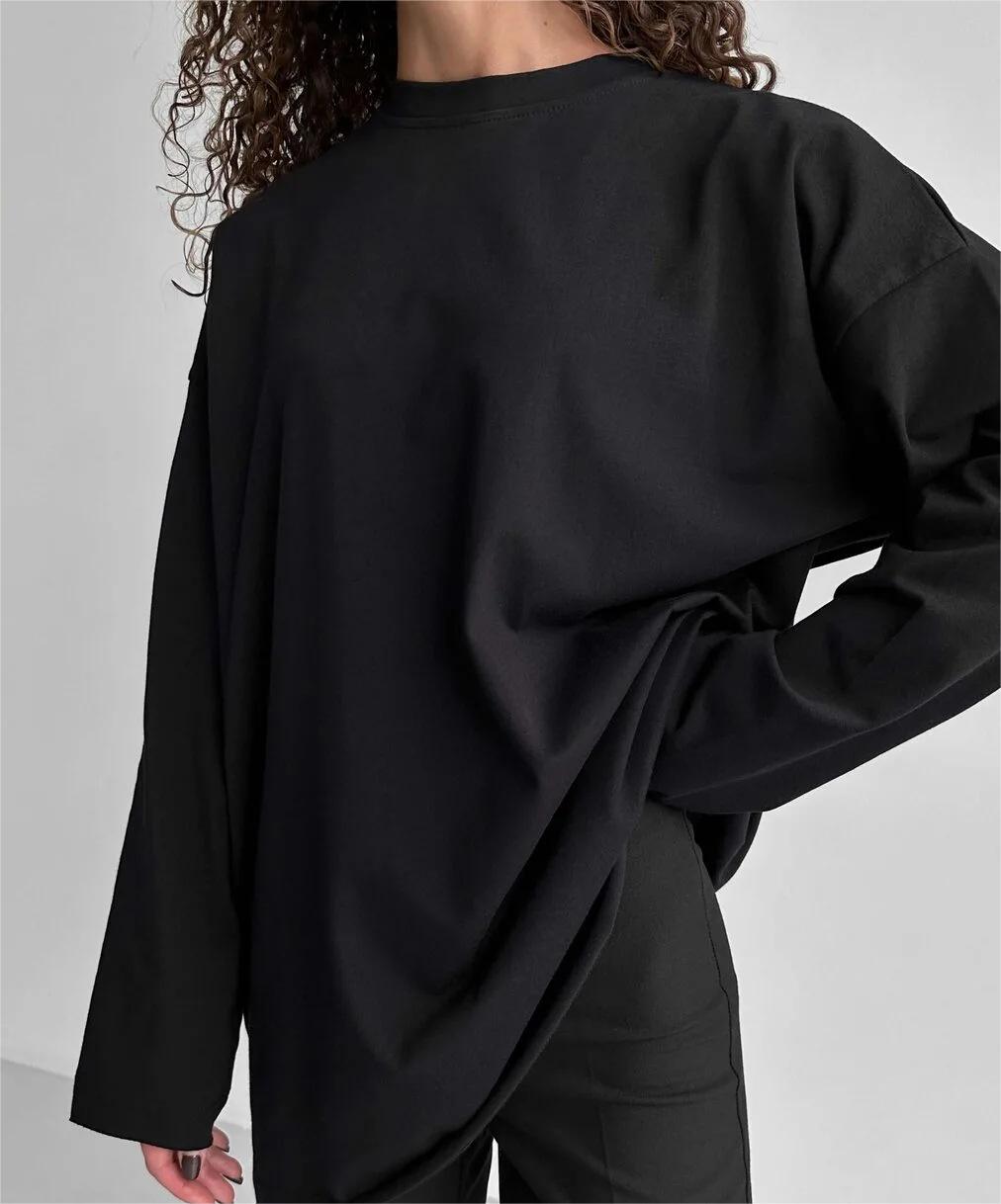 Spring Autumn Cotton Long Sleeved Loose Top