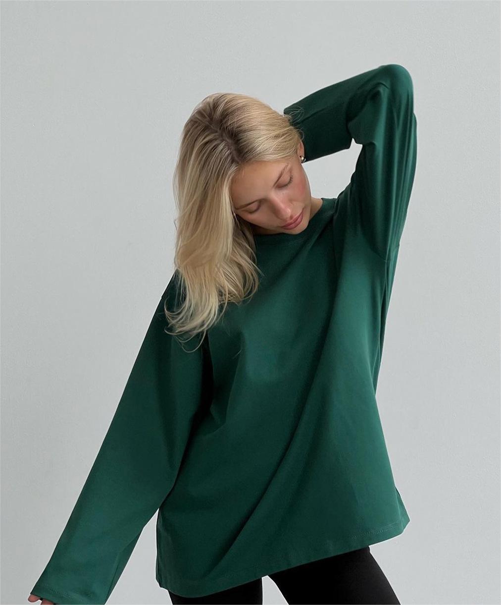 Spring Autumn Cotton Long Sleeved Loose Top