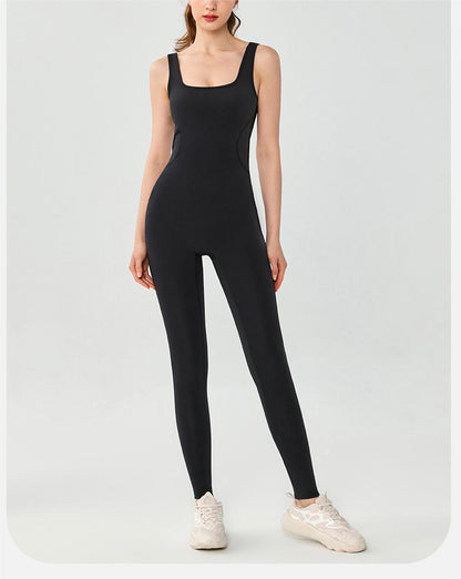 U-Neck Sleeveless Slim Fit Hollow Cutout Jumpsuit