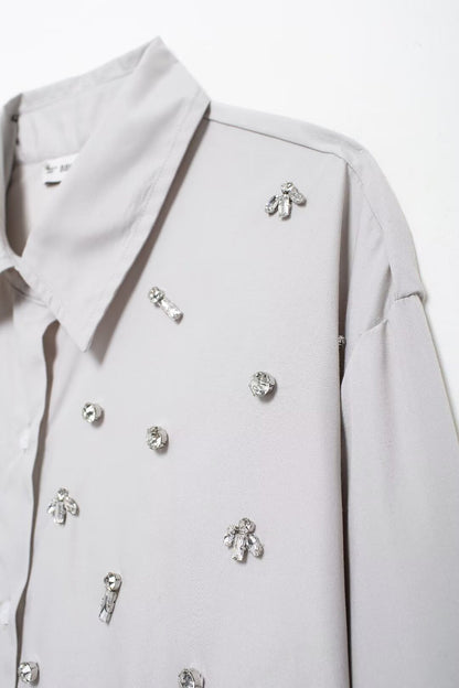Jewelry Poplin Shirt Casual Two-Piece Set