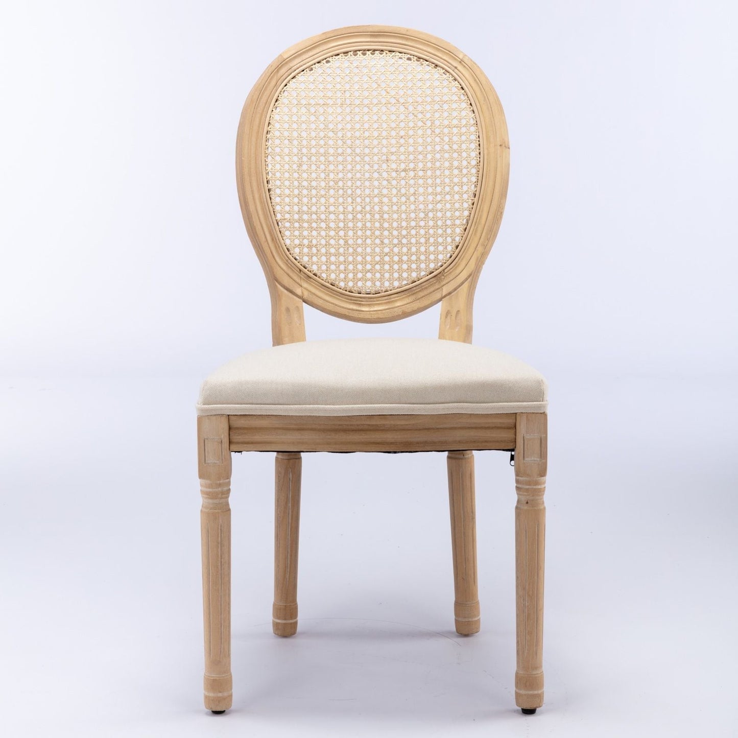 French Style Dining Chair with Rattan Back Set