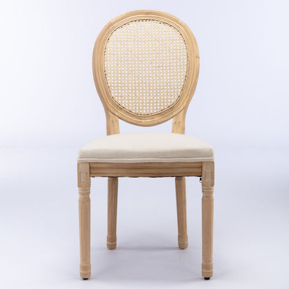 French Style Dining Chair with Rattan Back Set