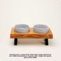 Wooden Frame Ceramic Pet Bowl
