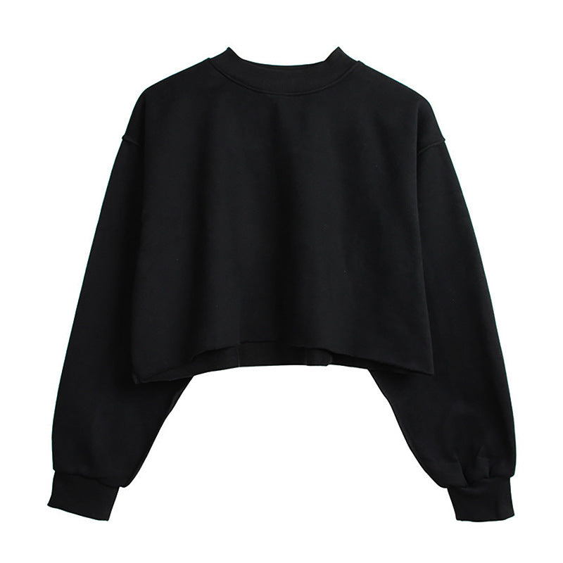Fleece Lined Cropped Long Sleeved Fitness Top