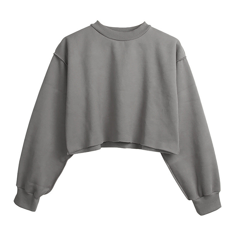 Fleece Lined Cropped Long Sleeved Fitness Top