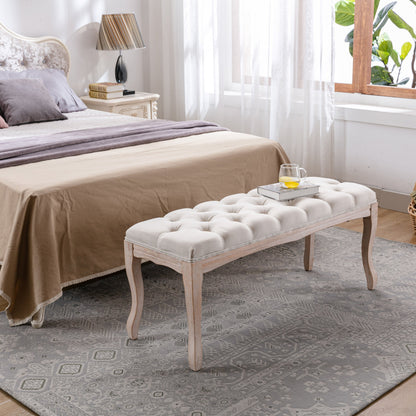 French Vintage Tufted Bench
