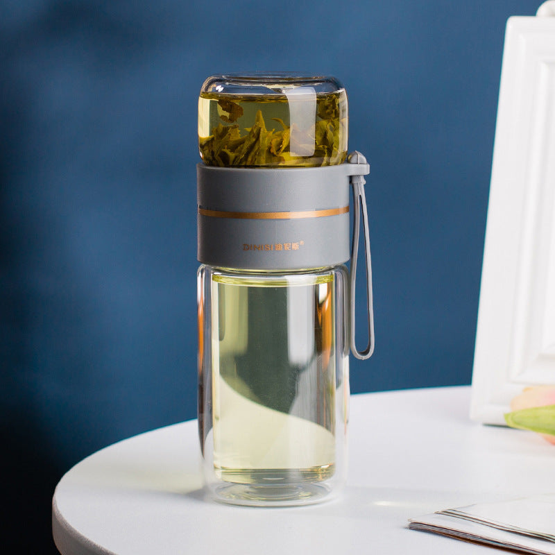 Glass Water Bottle w/ Tea Infuser Filter