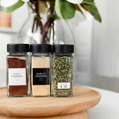 Black Spice Jars with Labels - 24 PACK