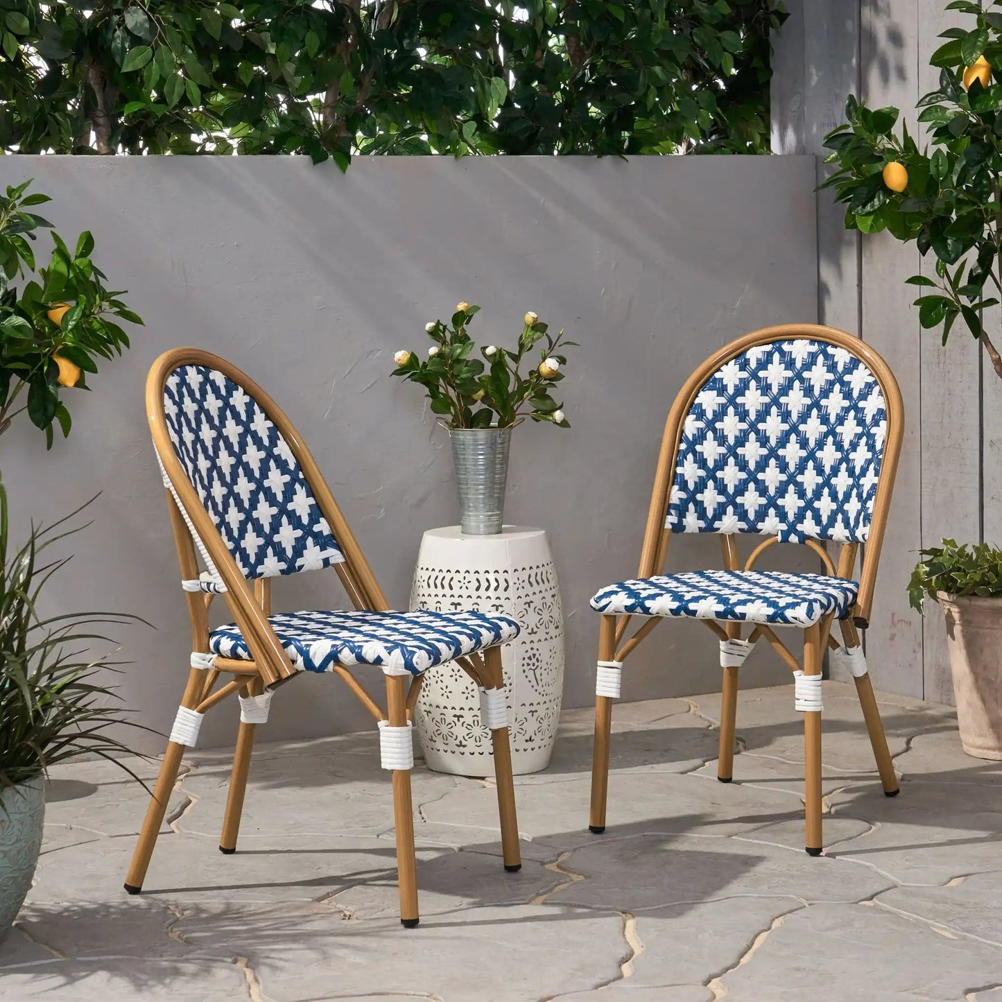Geometric Chic French Bistro Chair Set