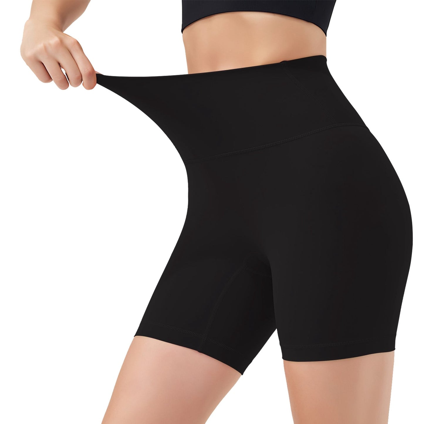 High Waist Biker Shorts Tummy Control - Black