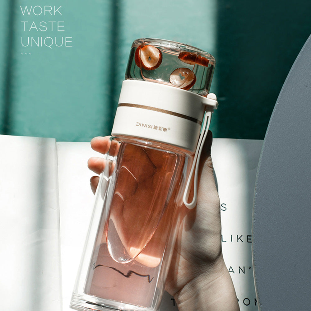 Glass Water Bottle w/ Tea Infuser Filter