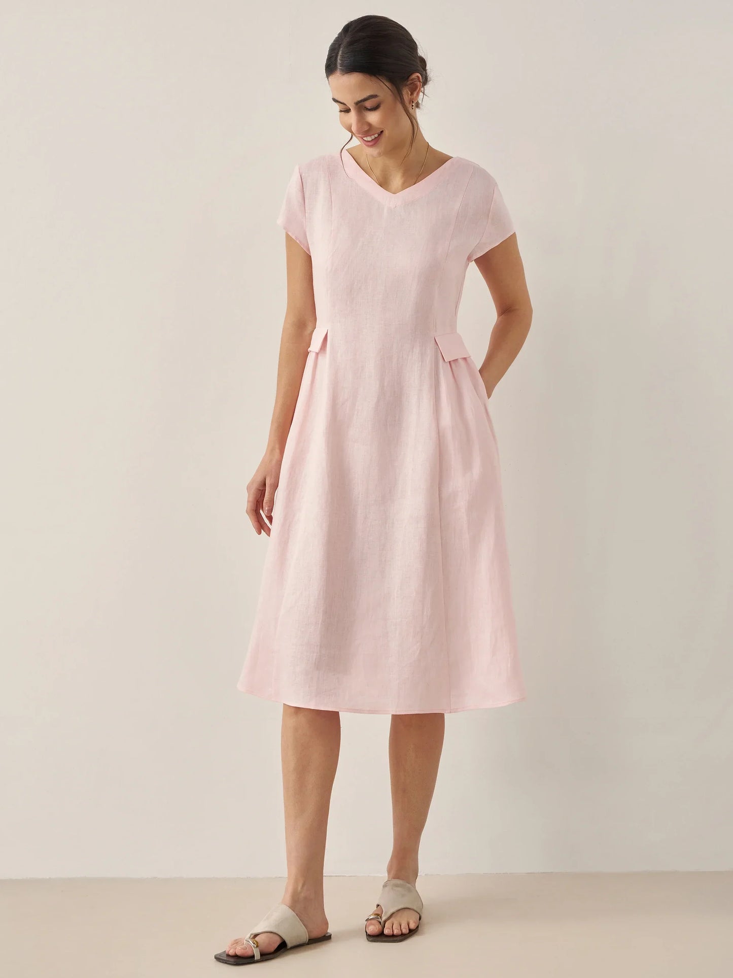 ALEXA Natural Summer V-Neck Dress