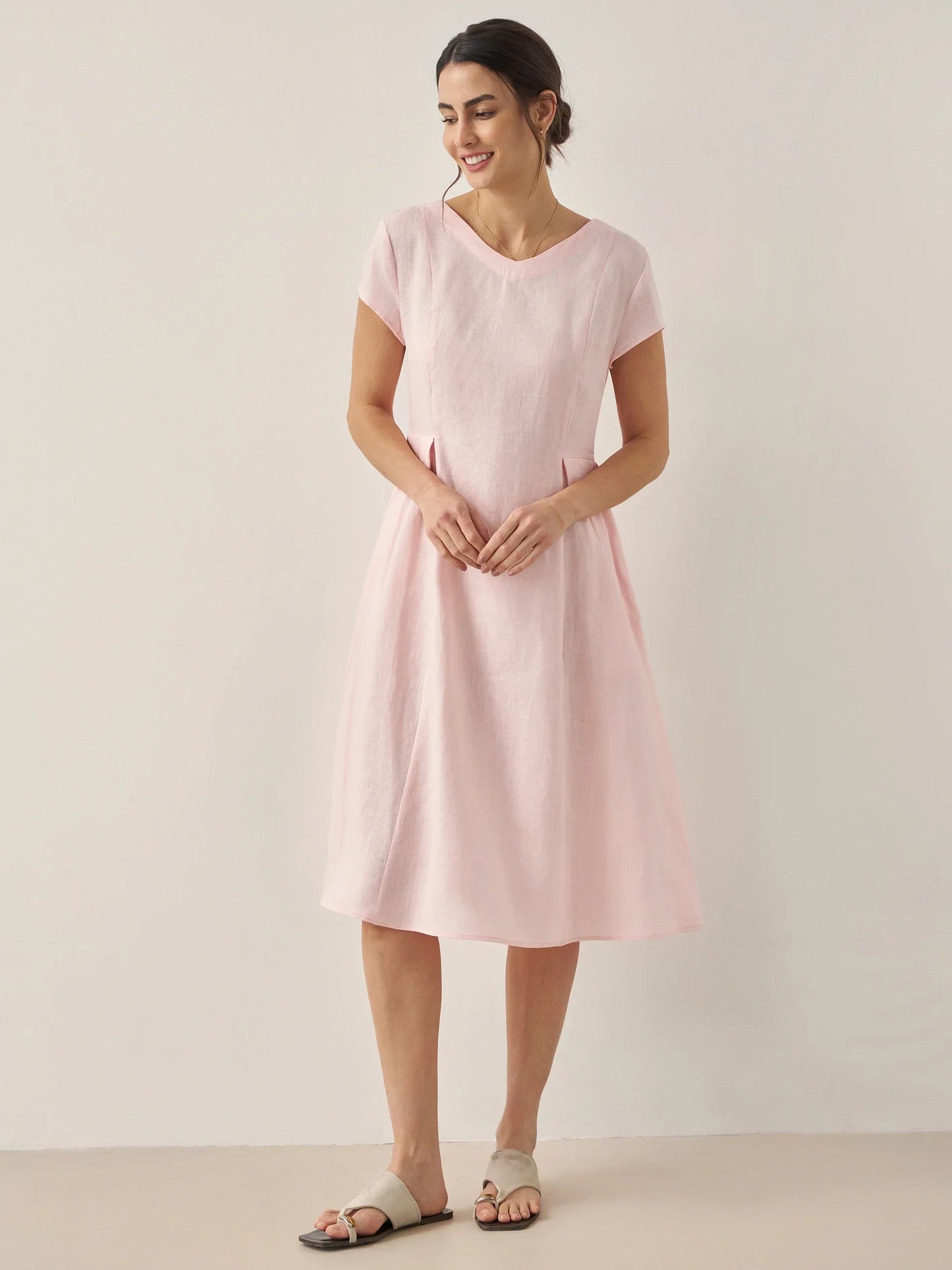 ALEXA Natural Summer V-Neck Dress