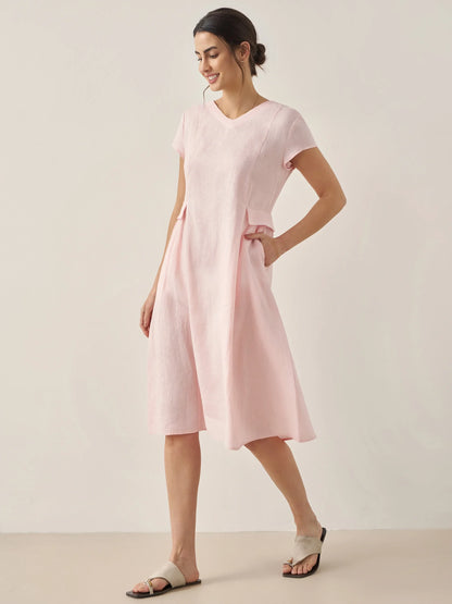 ALEXA Natural Summer V-Neck Dress