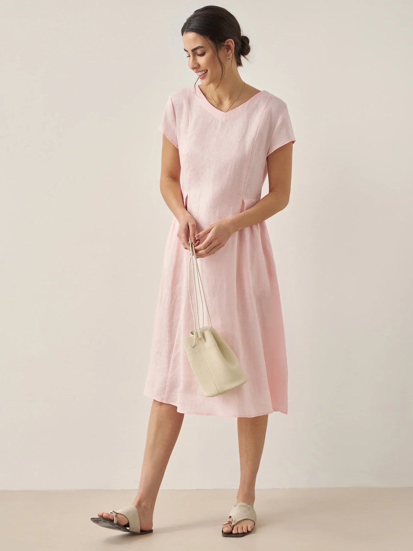 ALEXA Natural Summer V-Neck Dress