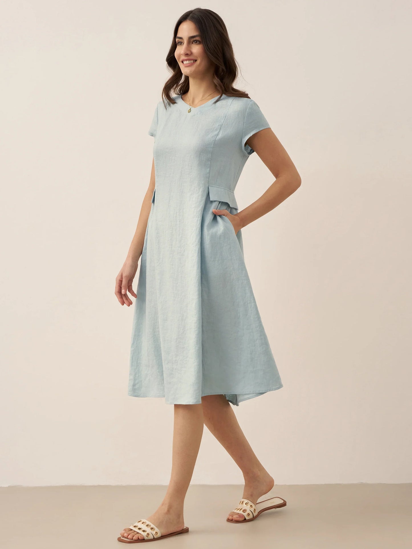 ALEXA Natural Summer V-Neck Dress