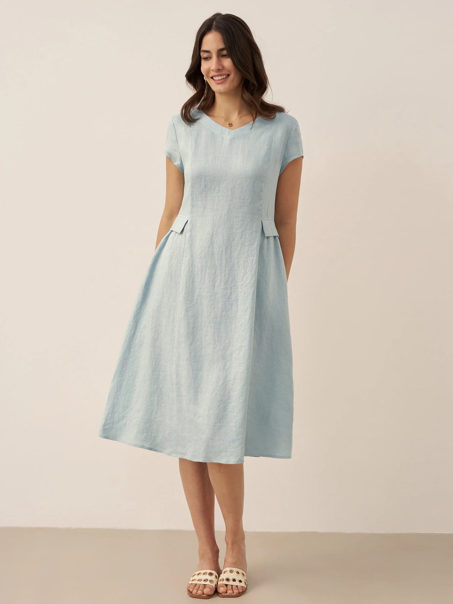 ALEXA Natural Summer V-Neck Dress