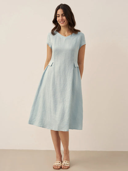 ALEXA Natural Summer V-Neck Dress