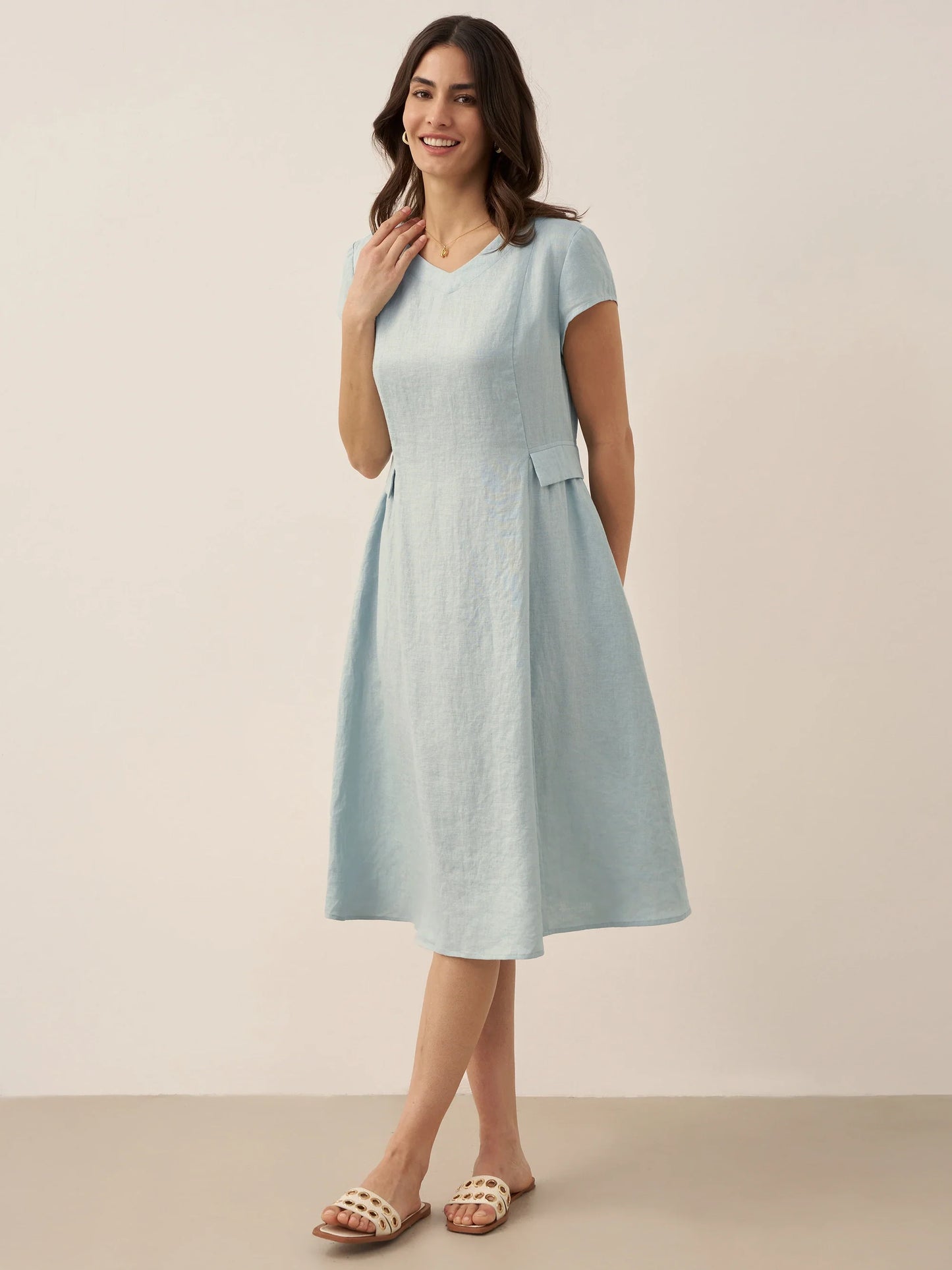 ALEXA Natural Summer V-Neck Dress