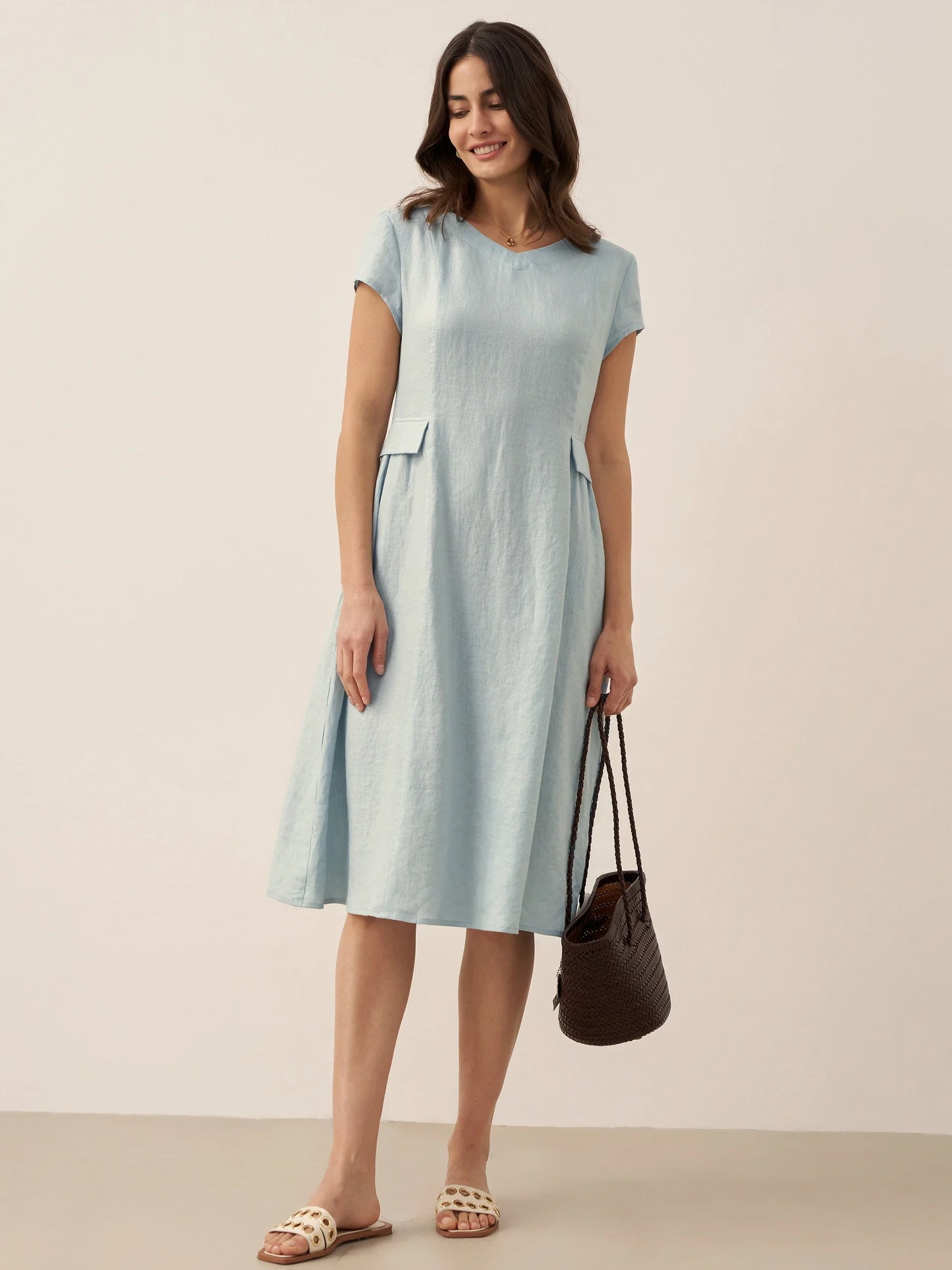 ALEXA Natural Summer V-Neck Dress