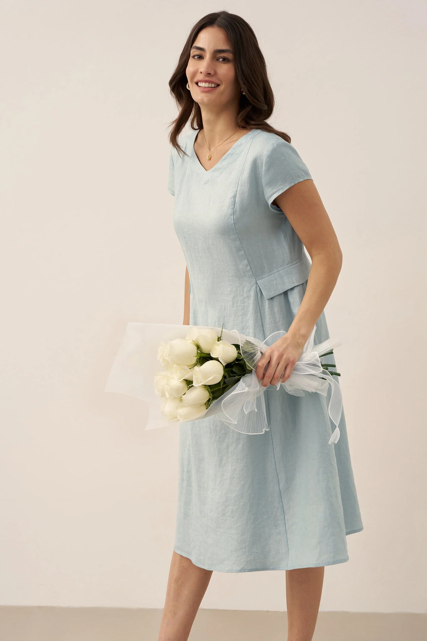 ALEXA Natural Summer V-Neck Dress