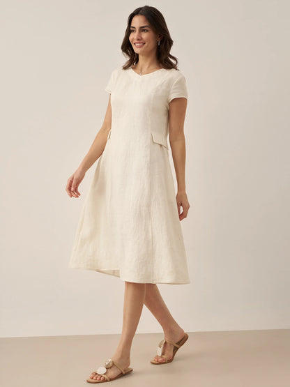 ALEXA Natural Summer V-Neck Dress