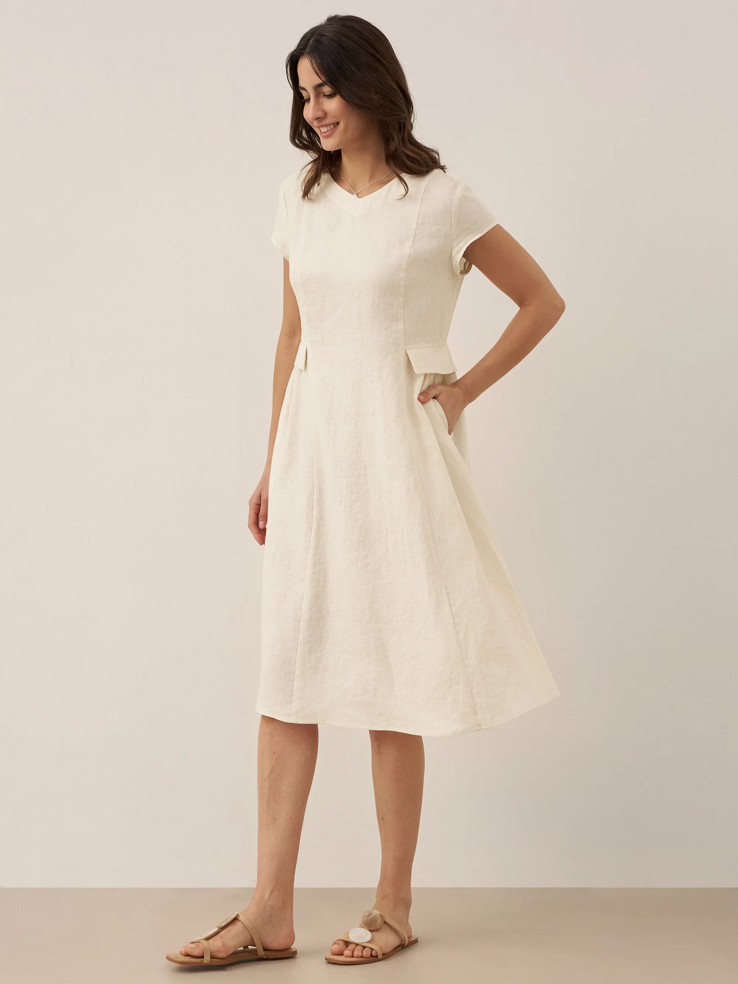 ALEXA Natural Summer V-Neck Dress