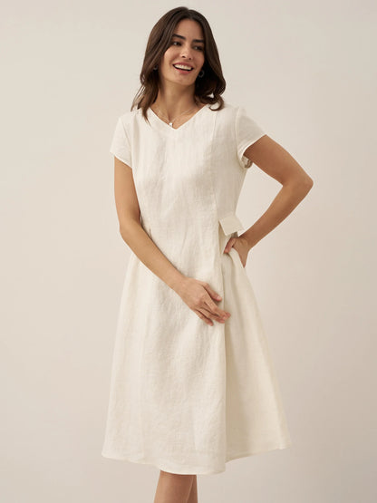 ALEXA Natural Summer V-Neck Dress