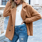Button Collared Loose Fleece Coat
