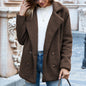 Button Collared Loose Fleece Coat