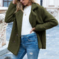 Button Collared Loose Fleece Coat