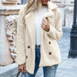 Button Collared Loose Fleece Coat