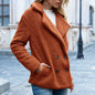 Button Collared Loose Fleece Coat