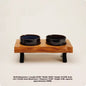 Wooden Frame Ceramic Pet Bowl