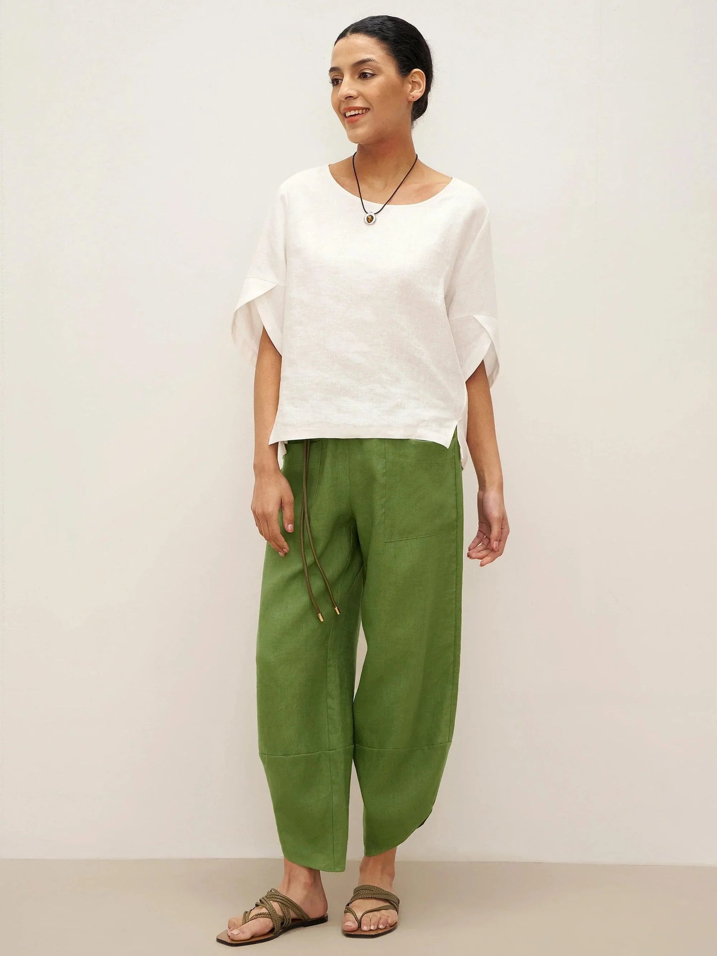 LAUREL Round Neck Petal-Sleeve Pullover