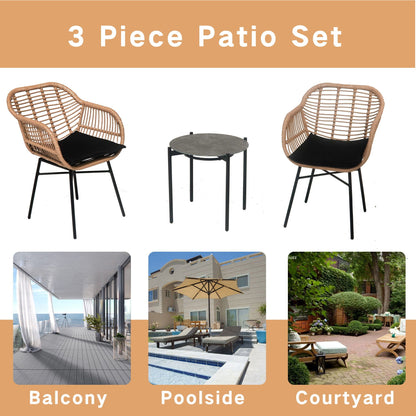 3 Pieces Wicker Table & Chairs