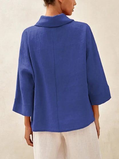 TRISTAN Dropped Collar Long-Sleeve Top