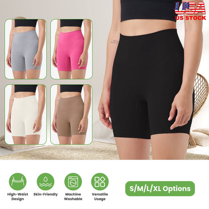 High Waist Biker Shorts Tummy Control - Black