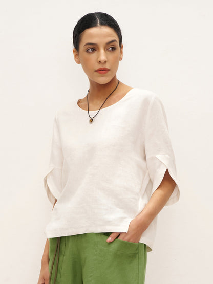 LAUREL Round Neck Petal-Sleeve Pullover