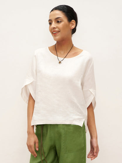 LAUREL Round Neck Petal-Sleeve Pullover