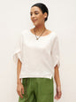 LAUREL Round Neck Petal-Sleeve Pullover